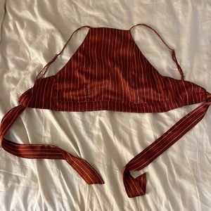 Burnt orange tie striped top